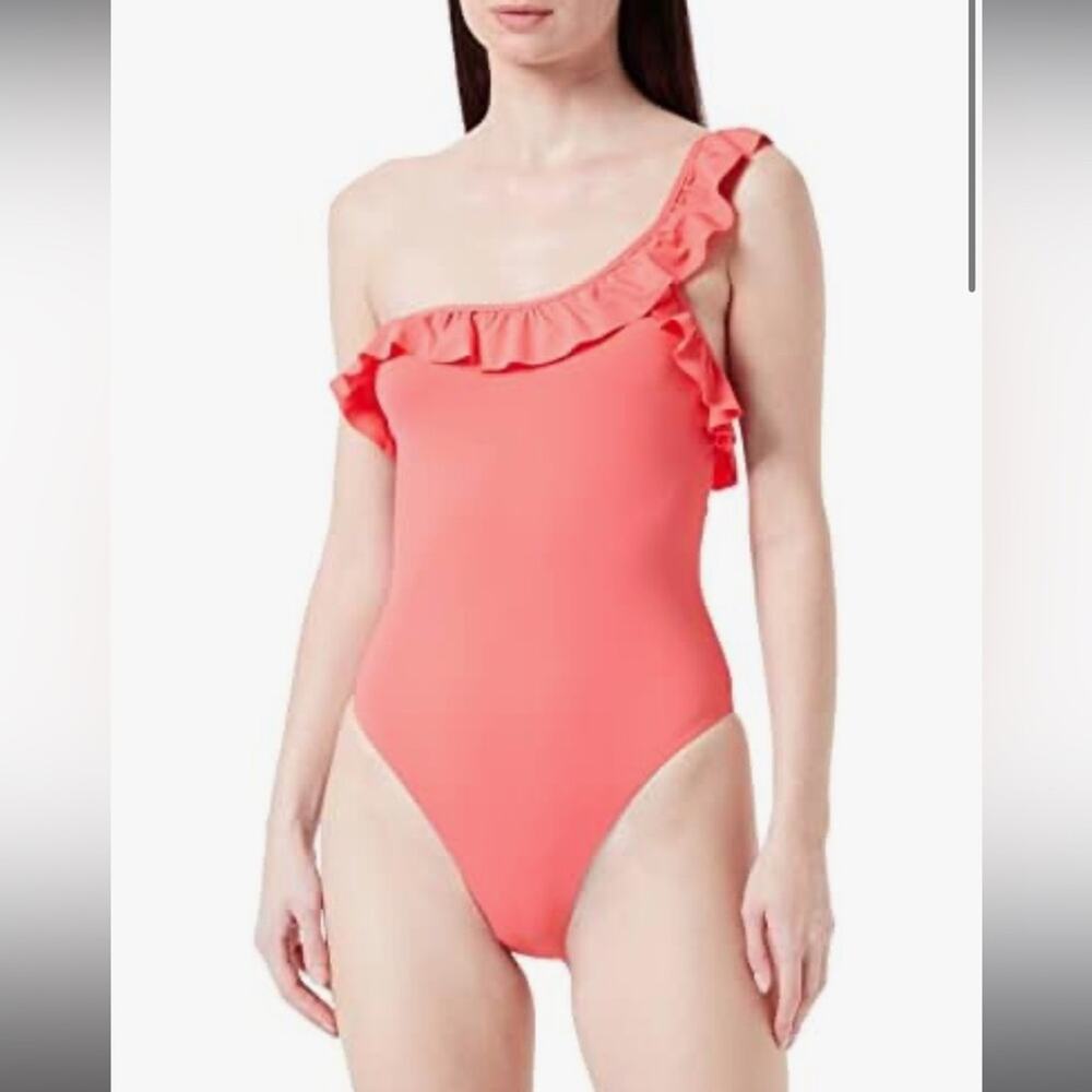 United Colors Of Benetton Bright Pink Ruffle One Shoulder One Piece Swimsuit XS